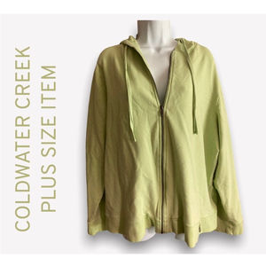 COLDWATER CREEK LIME GREEN ZIP UP HOODIE SWEATER SIZE 3X